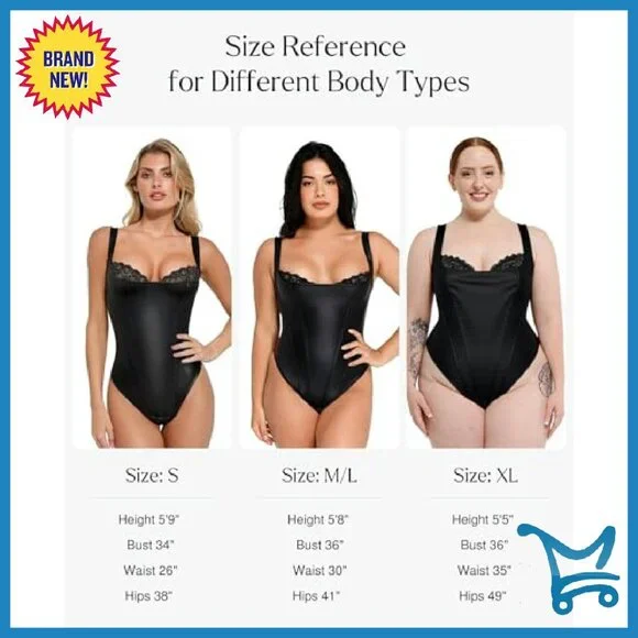 Faux Leather Shapewear Bodysuit Tummy Control Corset Top Lace Underwire